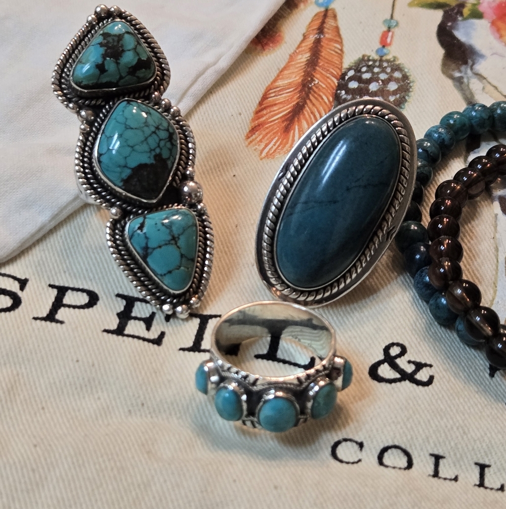 Sterling Silver And Turquoise 5 Stone Ring